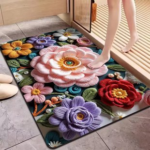 国风卫生间地垫浴室防滑吸水厕所门口踩脚垫速干洗手间地毯硅藻泥