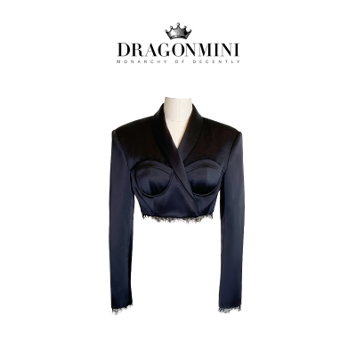 DRAGONMINI法式垫肩短款西装外套