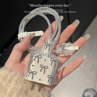 蝴蝶结适用苹果17 40w充电器保护套16 20w数据线iPhone15防折断14