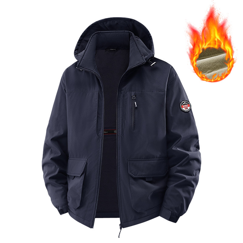 户外冲锋衣男款棉服秋冬季加绒加厚登山服外套防风大码工装夹克男