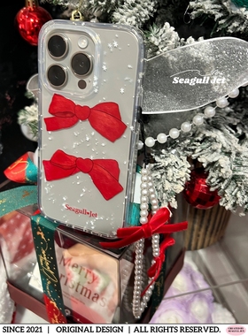 海鸥星球 原创Snow Bow红色蝴蝶结圣诞手机壳双层壳适用于苹果15promax