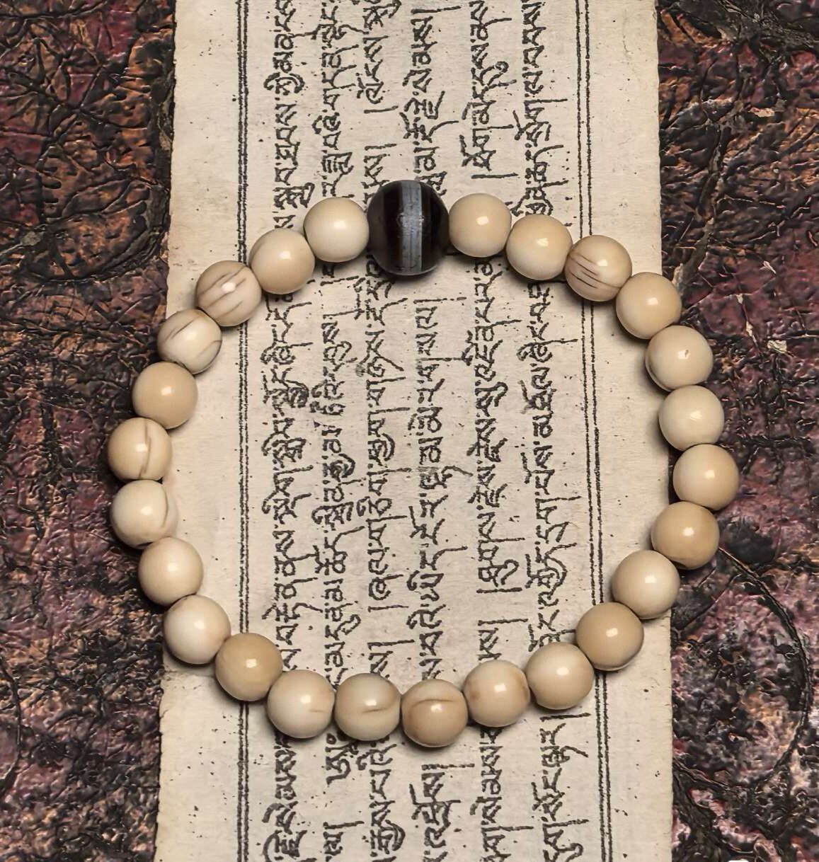 藏地实修【老猛犸佛珠搭配一线药师古珠多宝手串】高端文玩