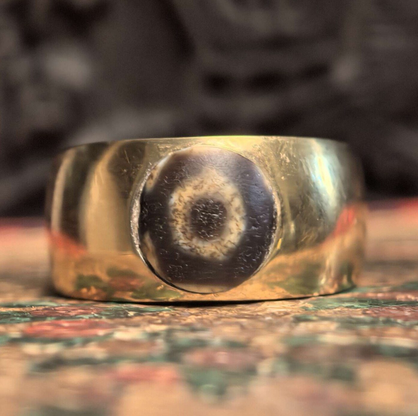 藏地修持【一眼天珠老戒指】堪比千年品相 恭候结缘