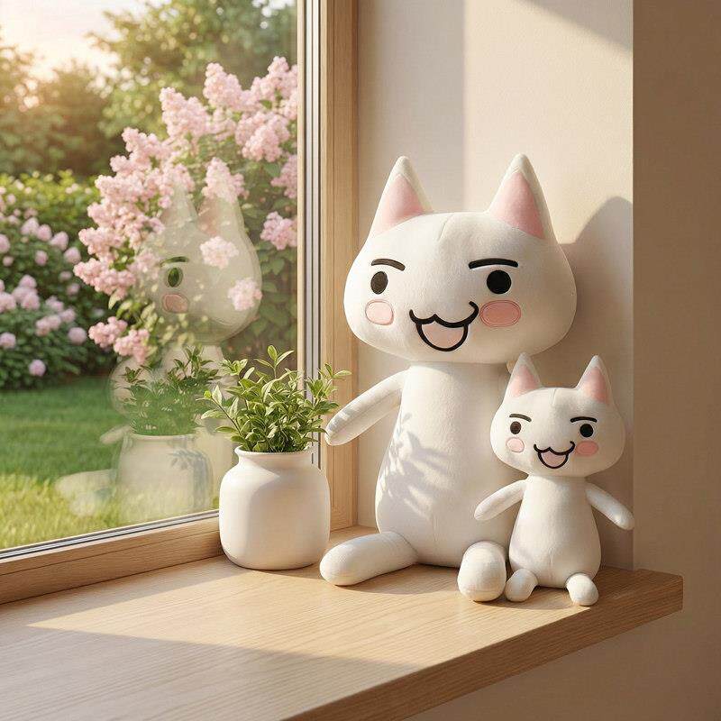 可爱多罗猫玩偶白猫公仔毛绒玩具睡觉抱枕床上布娃娃女孩生日礼物