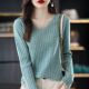 新款 长袖 针织打底衫 春季 女V领毛衣套头洋气内搭毛衫 百搭外穿