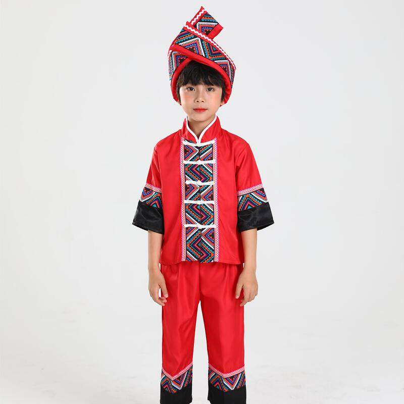 三月三儿童演出服壮族服装56个民族服饰侗族苗族瑶族女童舞蹈服装