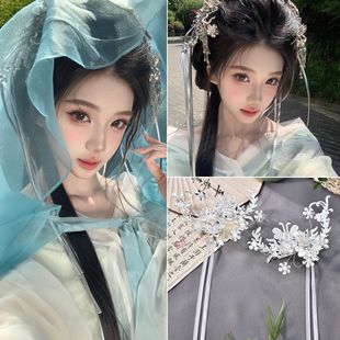 鸿门宴虞姬刘亦菲同款皮绳头饰苗银影楼汉服古风发饰COS双色发饰