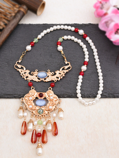 【长相思】汉服平安锁项链红色珍珠吊坠国风明制软璎珞古风配饰女