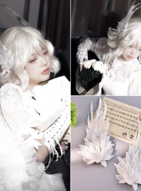 Lolita夹刺绣边夹白天鹅羽毛头饰
