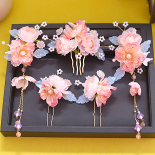 2022款汉服头饰宋制娟花拍照仙气古装配饰花环精致古风全套发饰