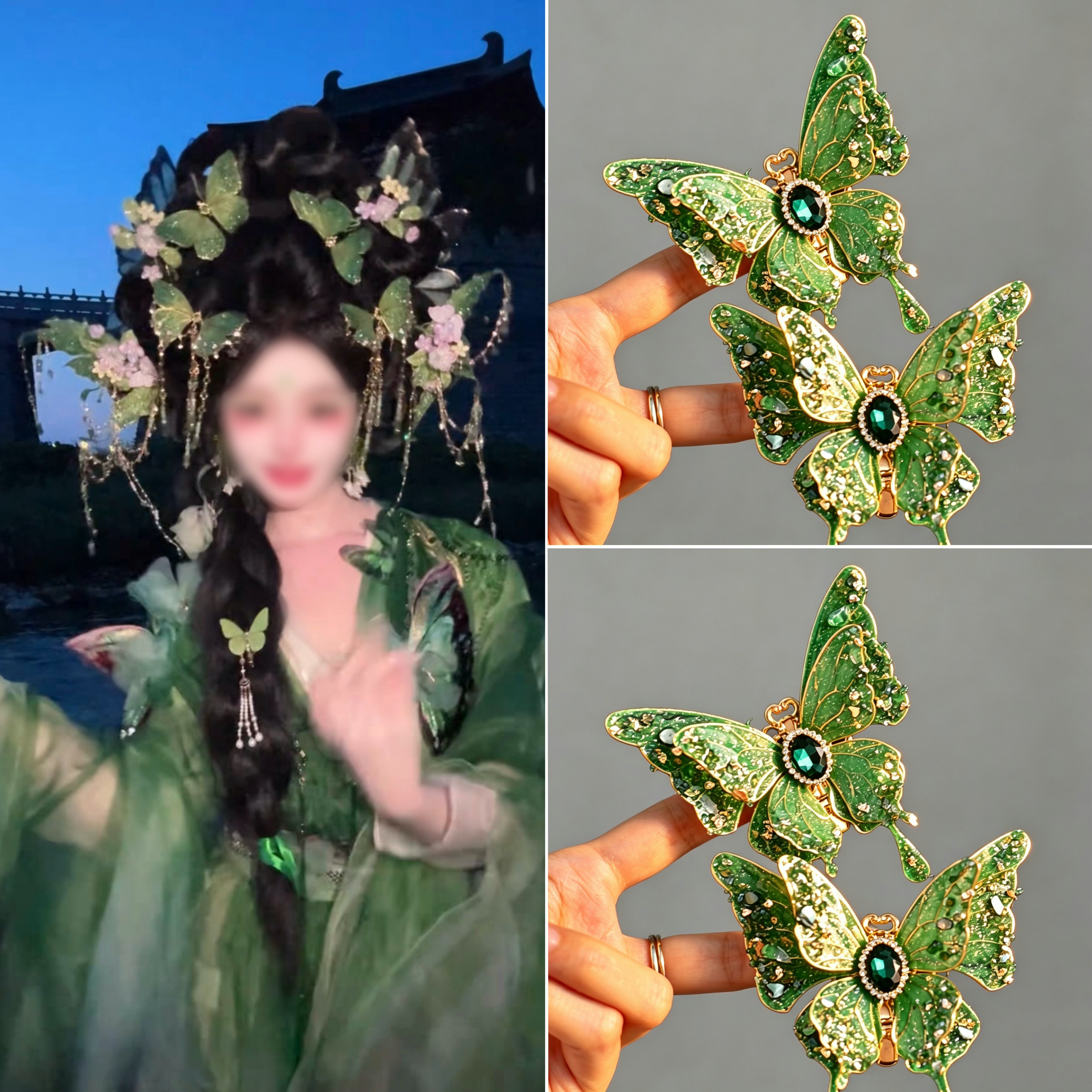 森系精灵公主发夹花仙子头饰绿色图片