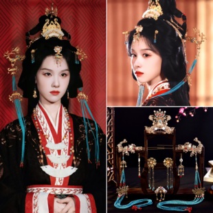 陈都灵翘楚同款汉服战国袍发饰古风汉服发饰手工宫廷唐风凤冠套装