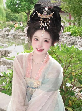唐风战国袍蝴蝶汉服明制发饰发叉