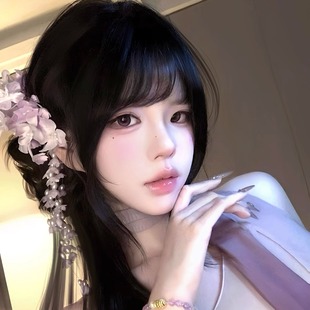 紫色铃兰花朵流苏头花古风森系发夹日系头饰发饰女侧边夹新娘发卡