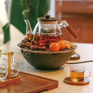 冬天围炉煮茶烤火炉套装 器具家用室内全套用电电陶炉煮茶茶具套装