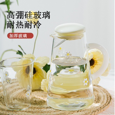 冷水壶玻璃耐高温加厚食品级家用凉水壶大容量高颜值待客水杯套装