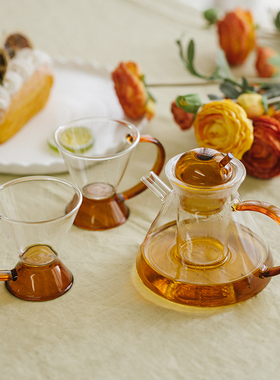 anhua小青柑专用花茶壶耐高温玻璃养生泡茶壶茶水分离壶茶具套装