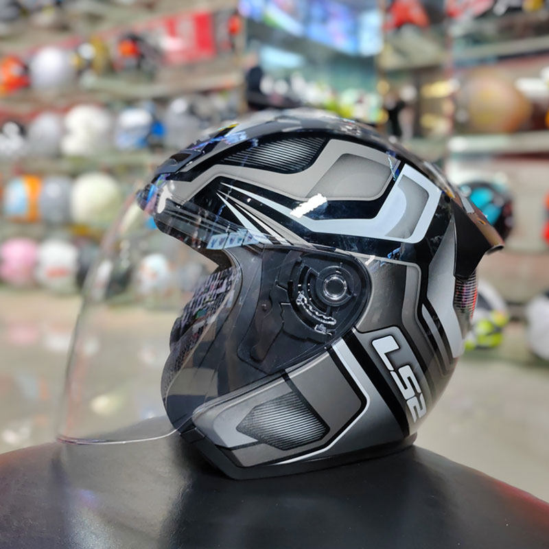 LS2摩托车头盔四季男女电动车机车大码四分之三半盔安全帽夏OF608_虎窝淘