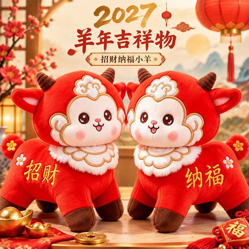 可爱羊年毛绒玩具送礼佳品春节装饰摆件羊年吉祥物元旦年会礼品