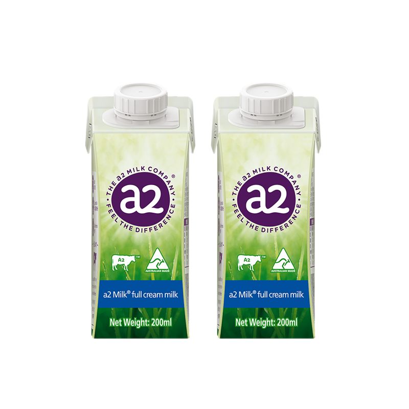 【保质期到4月】a2澳大利亚进口全脂纯牛奶200ml*2盒