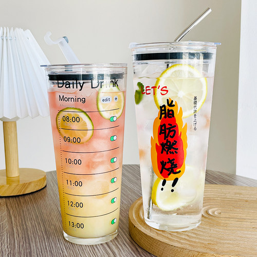 超大容量耐热玻璃吸管杯喝水杯子