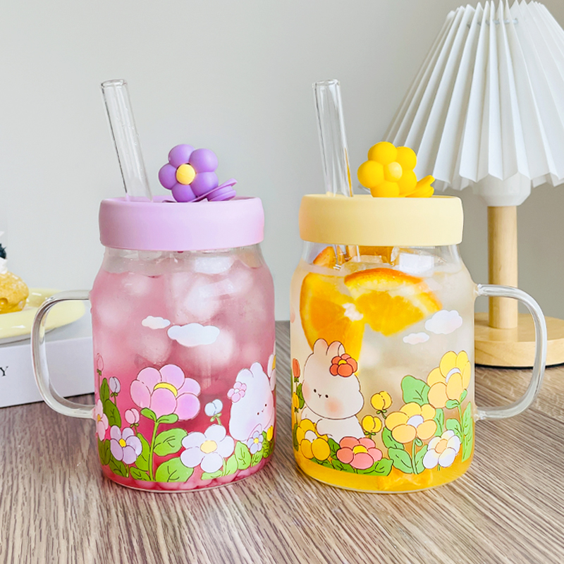 大容量水杯早餐可爱带粗吸管
