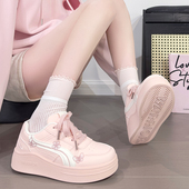 女2026春秋爆款 百搭潮流休闲鞋 厚底韩版 回力粉色蝴蝶小白鞋 板鞋 女
