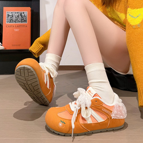 回力柿柿如意橘色德训鞋女