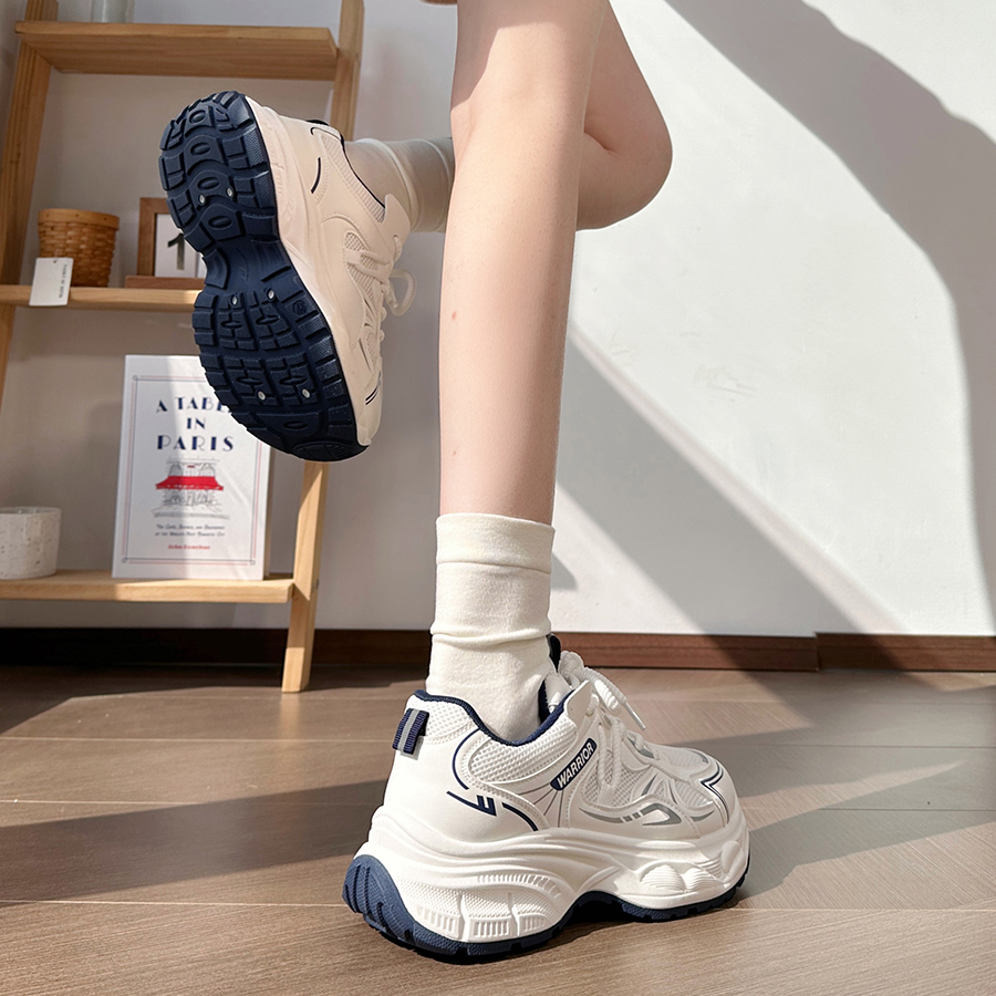 回力白蓝运动鞋子女款2026新款百搭厚底小白鞋学生轻便老爹鞋女潮