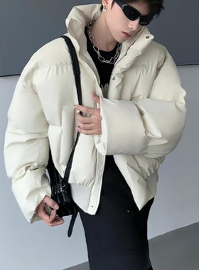 【香港奢品高定】黑色廓形羽绒服男款冬季面包服棉衣美式高街痞帅