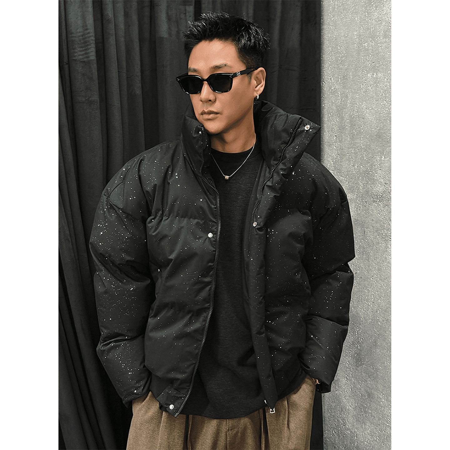 【香港·尊荣定制】满天星立领棉服外套男冬季羽绒服加厚保暖棉衣