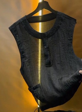 【香港BHAK&男装设计】潮牌黑武士夏季薄款砍袖背心男潮流无袖上