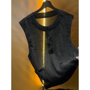 潮牌黑武士夏季 设计 薄款 砍袖 上 背心男潮流无袖 香港BHAK&男装