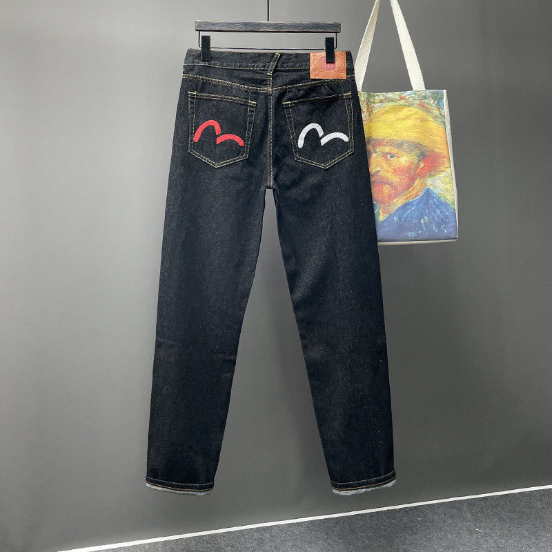 【香港潮牌专柜正品】休闲大码春季新款潮牌印花牛仔裤男水洗直筒