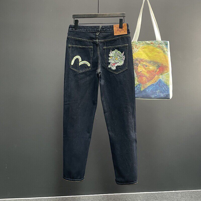【香港潮牌专柜正品】春季休闲潮牌大码新款印花男水洗直筒牛仔裤