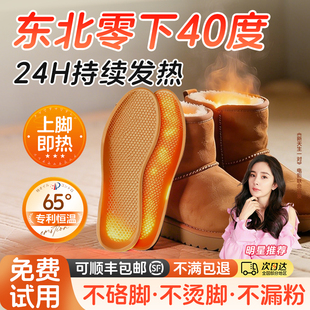 自发热加热鞋垫女东北零下40度男过冬可行走暖足贴免充电艾草暖脚