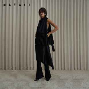高级设计款 MAYALI2025秋季 显瘦百搭长裤 新品 微喇百搭 针织弹性修身