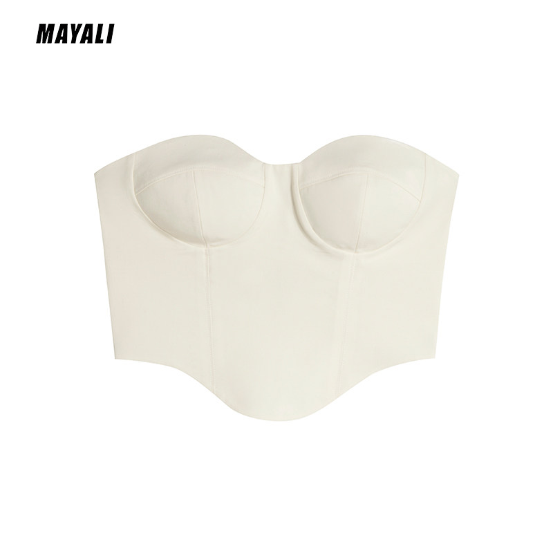 MAYALI 女士拉链鱼骨紧身束腰几何腰封外穿塑身抹胸