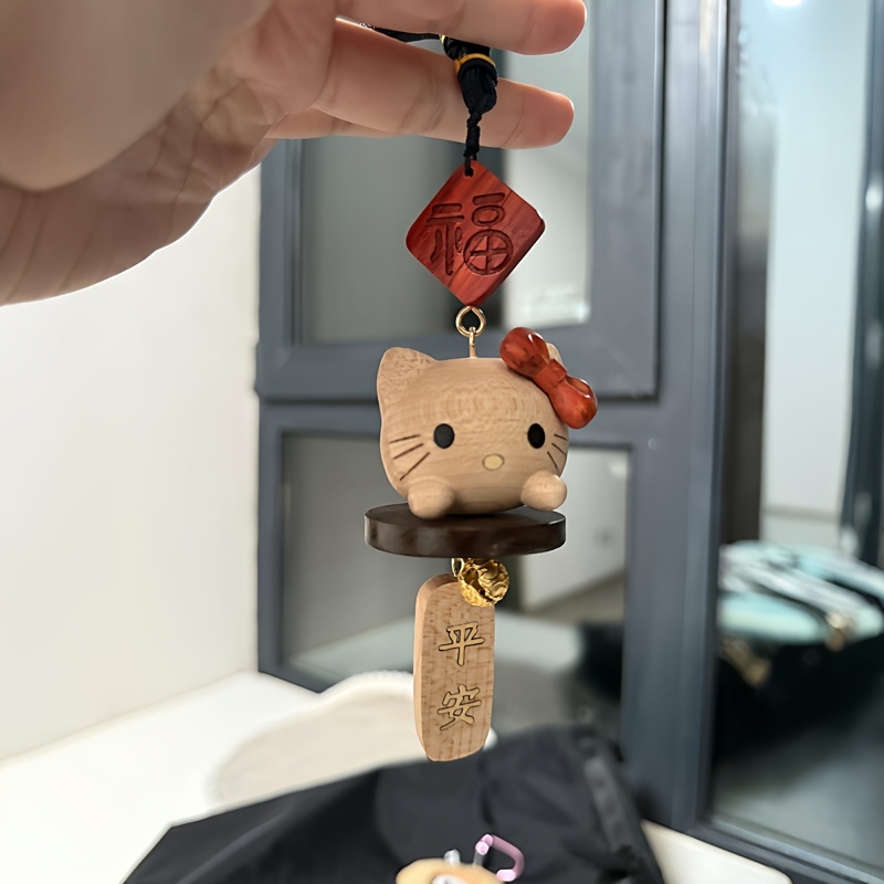 hellokitty挂件实木雕刻招财猫包挂车挂文玩可爱女生小挂饰钥匙扣