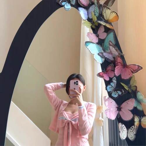 梦幻蝴蝶镜子边缘diy装饰女生卧室全身镜化妆镜创意手工改造包边