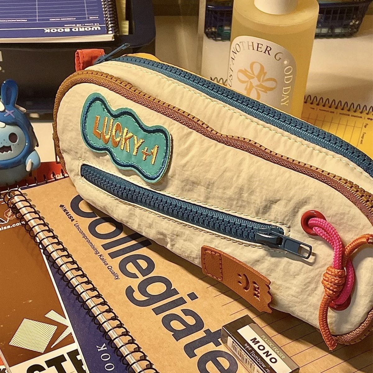 小红书同款笔袋若素良品学生日系撞色铅笔盒大容量双层文具收纳袋