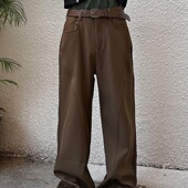 男垂感高级感vibe微喇叭 子美拉德cleanfit西裤 美式 vintage棕色裤