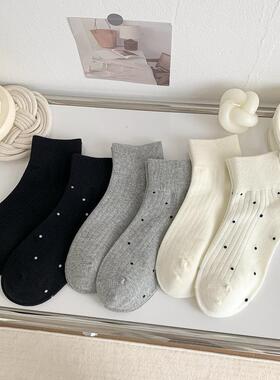袜子女短筒袜白色波点女袜韩国东大门女士短袜miu风灰色堆堆袜