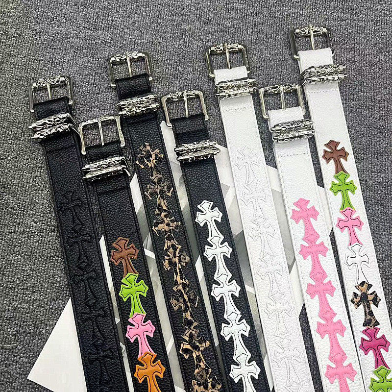 滚轮扣刺绣彩色十字架皮