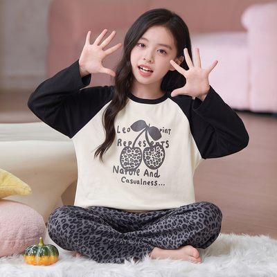 女童睡衣秋季儿童纯棉全棉长袖薄款女孩大童春秋款家居服套装新款 — 2