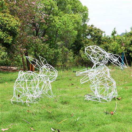 户外不锈钢镂空兔子雕塑园林草坪发光几何景观小品装饰摆件,商业/办公家具,雕塑,淘宝优惠券,粉丝福利购,淘宝优惠卷