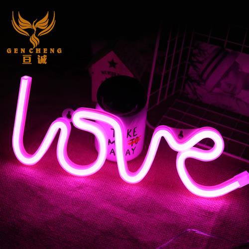 LED霓虹灯love字母造型灯ins少女软妹装饰USB电池盒彩灯串圣诞灯