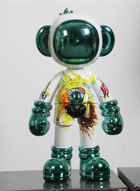 现代卡通玻璃钢兔子电镀雕塑摆件客厅家居装饰坐姿大型落地摆件