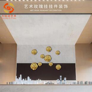 厂家工艺树脂电镀金色玫瑰花彰显样板房客厅别墅摆件小样雕塑