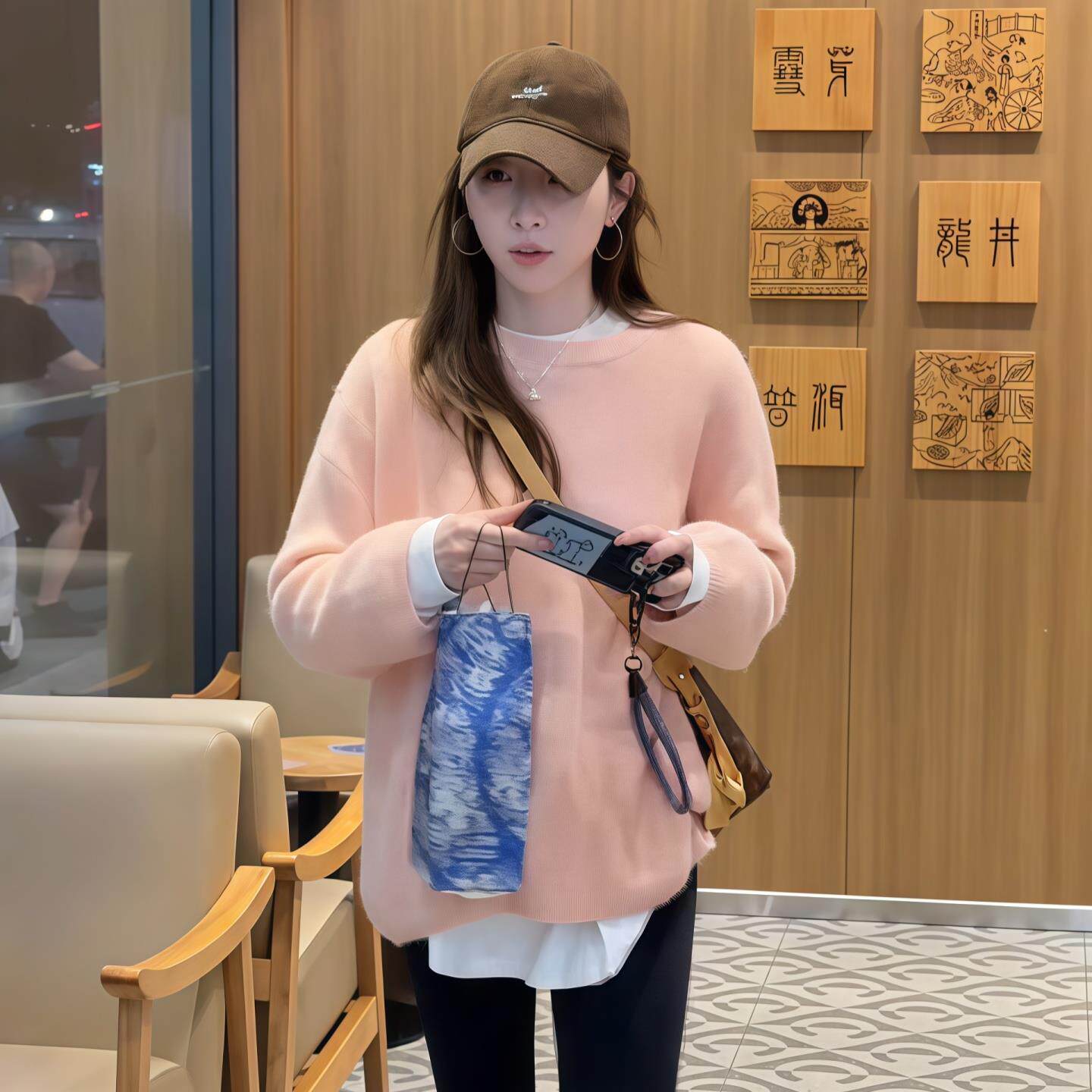 JOYIASS慵懒风圆领长袖毛衣女2025新款秋季洋气减龄糖果色针织衫